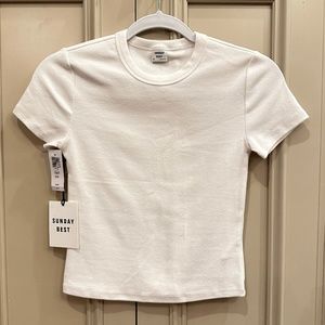 NWT Aritzia//Sunday Best LITTLE RIBBED Tee (White, XS)